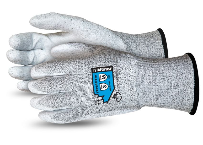 #STAFGPUSF  - Superior Glove® TenActiv™ composite filament fiber PU Coated A5 Cut-Resistant Silicone-Free Work Gloves